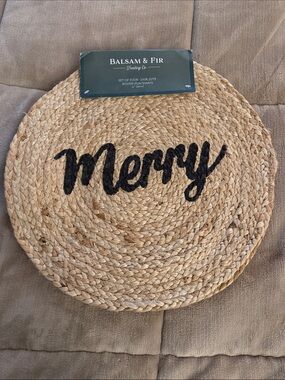 Balsam & Fir Natural Jute 'Merry' Holiday Placemat
